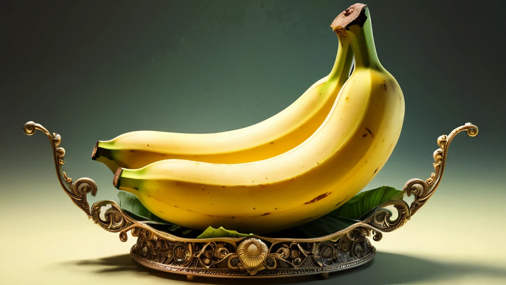 Zwei reife Bananen in einer eleganten Schale auf einem Tisch.