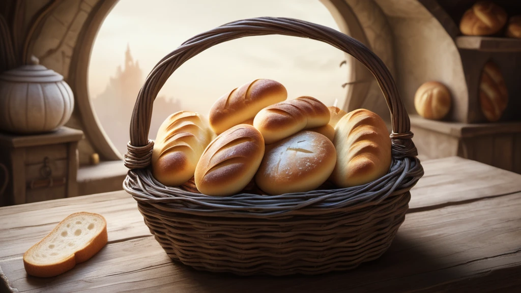 Ein Korb mit frischem Brot, Symbol für Fülle und Wohlstand.