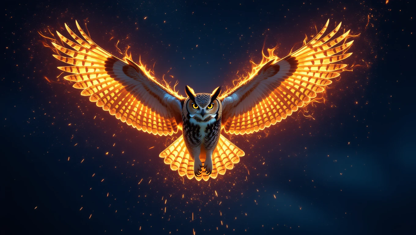 Eine majestätische Eule mit leuchtenden Flügeln, die Weisheit symbolisiert.