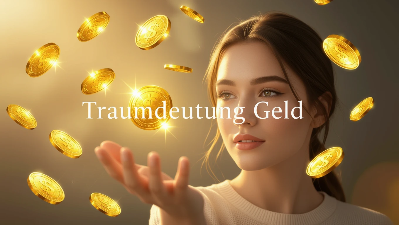 Eine Frau mit einem nachdenklichen Ausdruck, umgeben von schimmernden Goldmünzen.