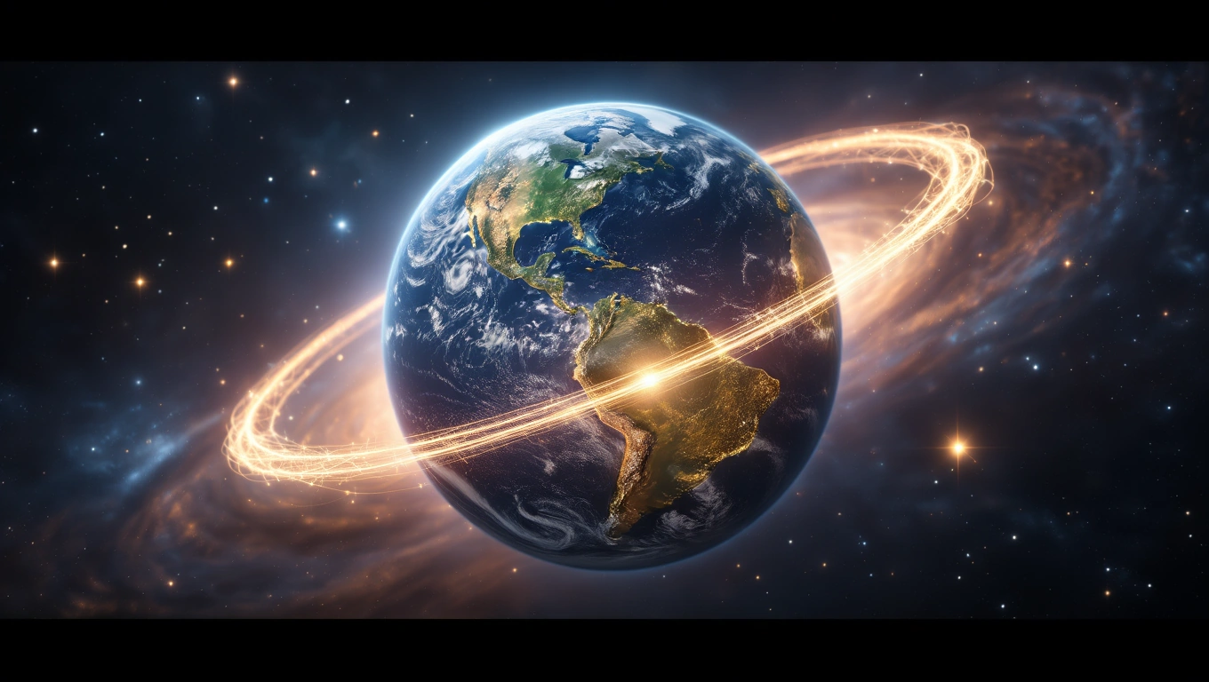 Ein leuchtender Globus mit einem strahlenden Ring, der das Unterbewusstsein symbolisiert.