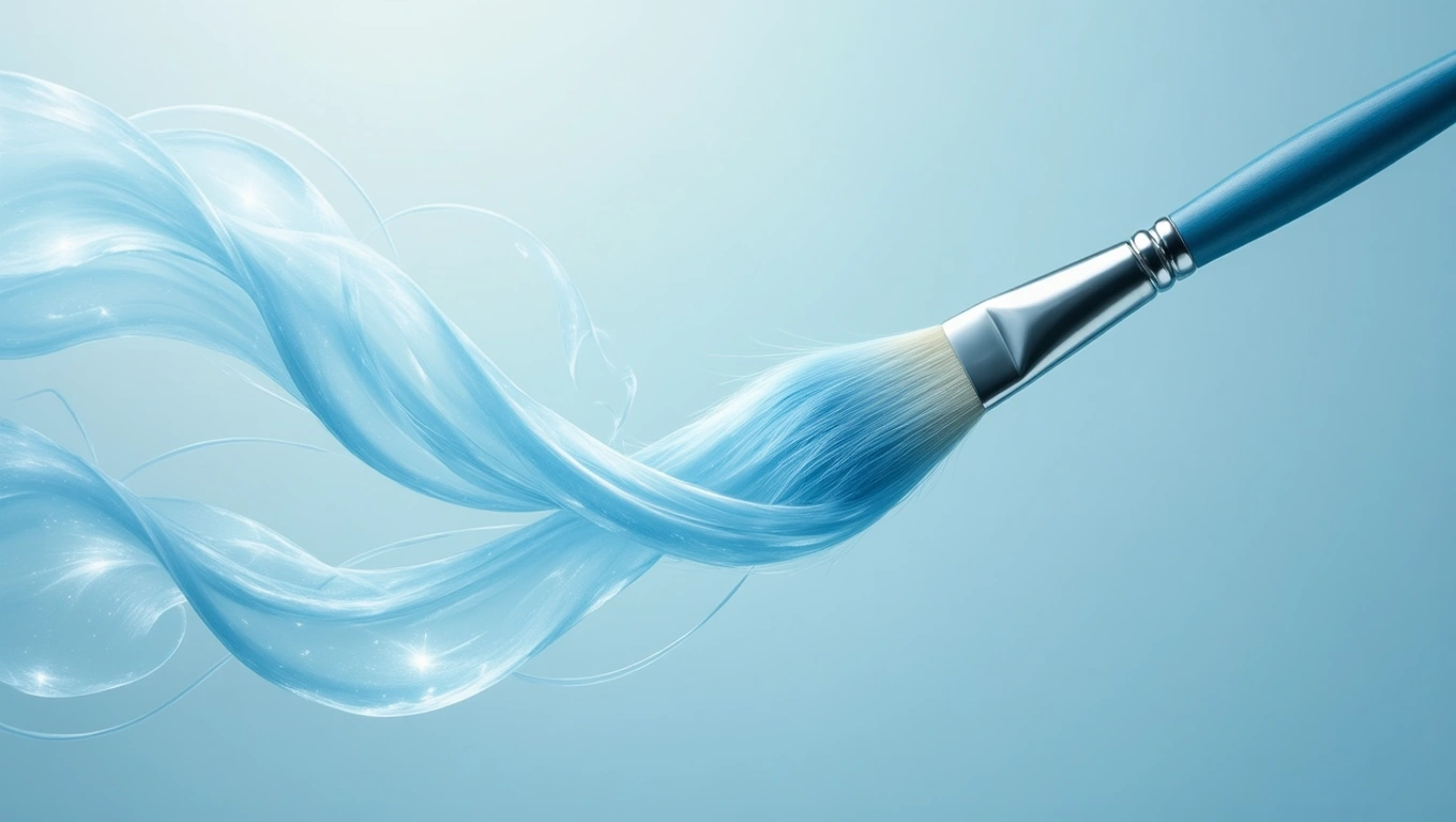 Eine Haarbürste mit blauen Borsten, die sanft durch schimmernde Haare gleitet.