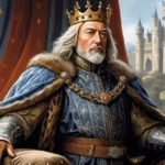 Ein majestätischer König in prächtiger Robe sitzt auf seinem Thron.