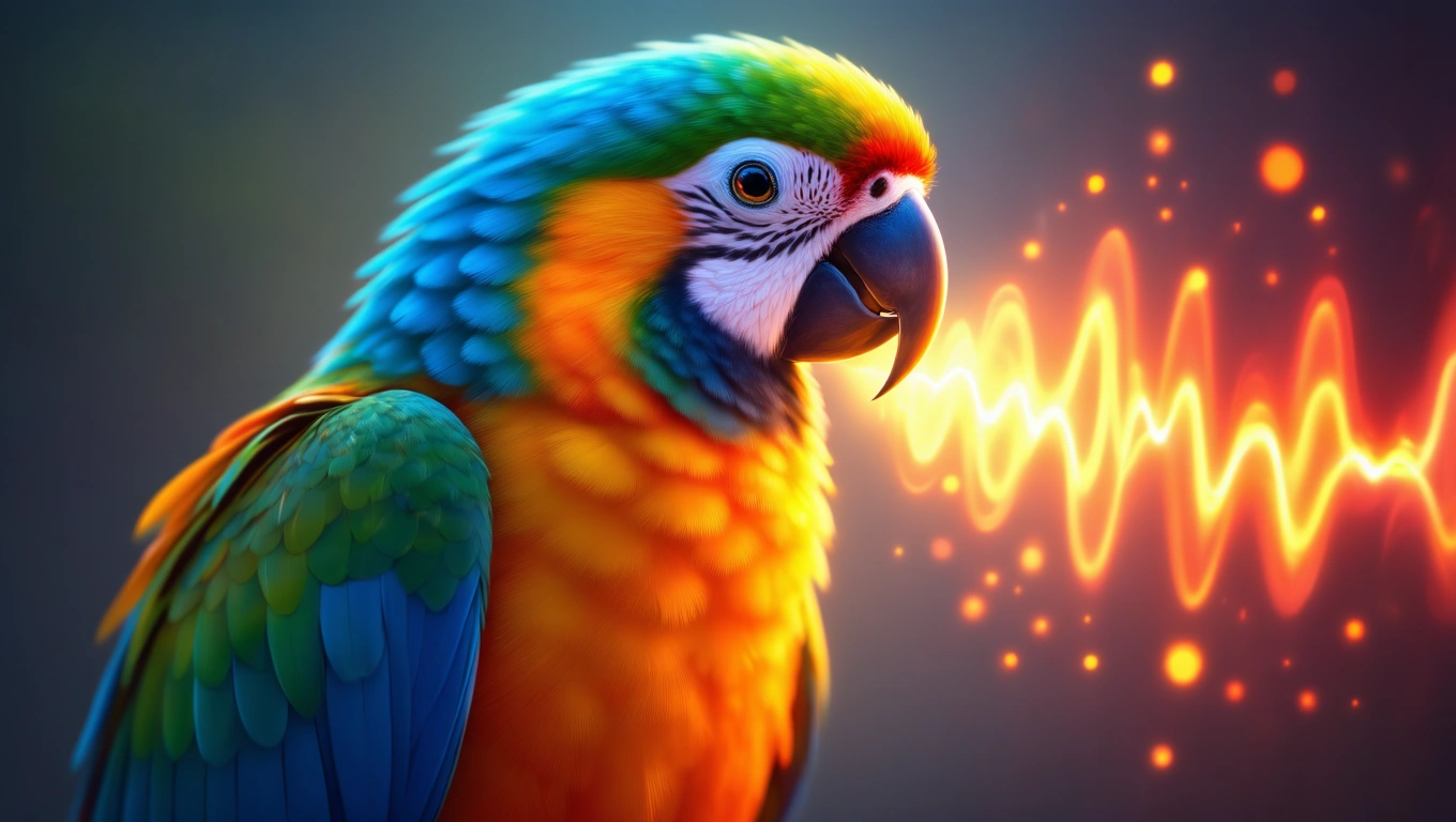 Bunter Papagei mit leuchtenden Farben, der spricht und kommuniziert.