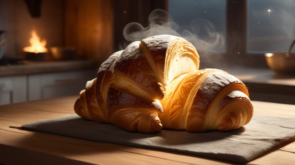 Frisch gebackene Kipferl auf einem Holzbrett, dampfend und einladend.